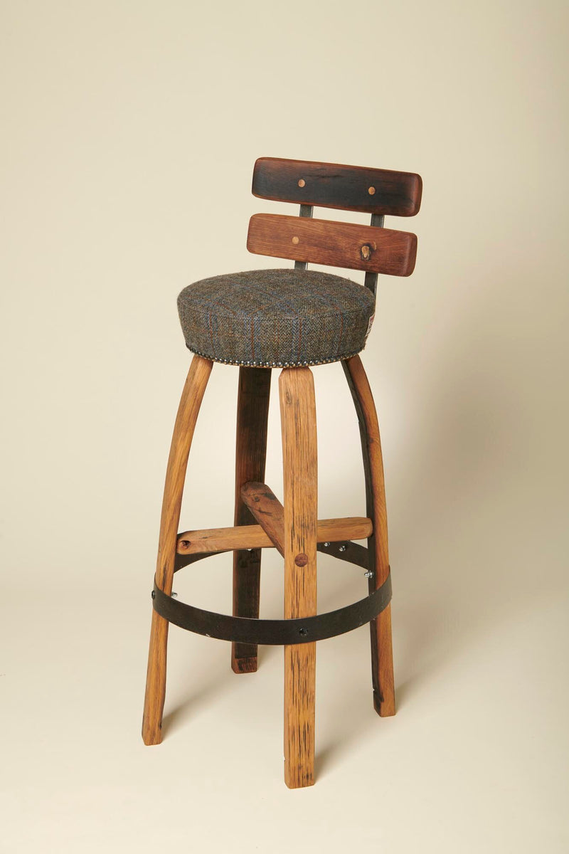 Darach - Oak Bar Chair with Tweed Seat