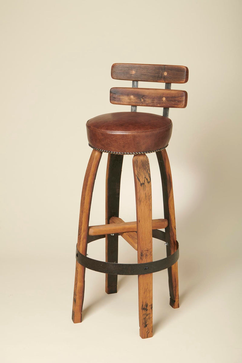 Oak Bar Chair with Leather Seat