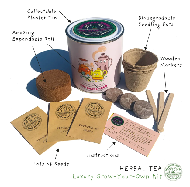 Homemade Brew. Eco Grow Your Own Tea Kit, Gardening Gift.