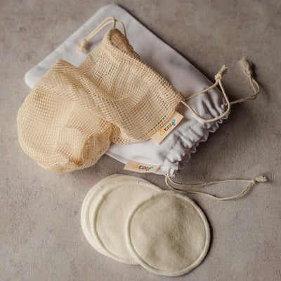10 Reusable Soft Bamboo & Cotton Make-Up Pads in Cotton