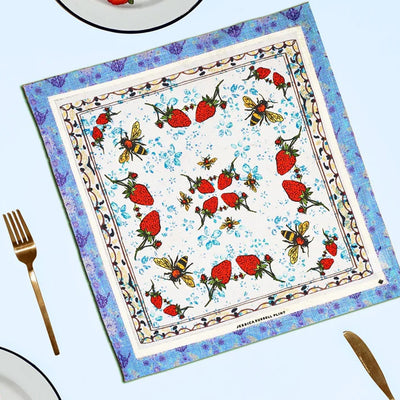 Linen Table Napkins / "Strawberry Garden"