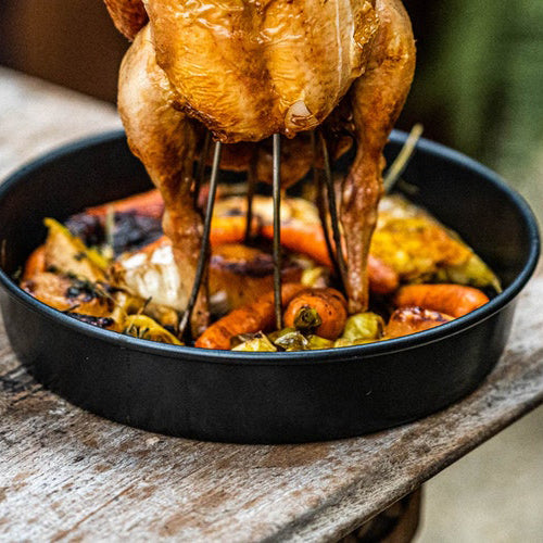 staub cast iron vertical chicken roaster