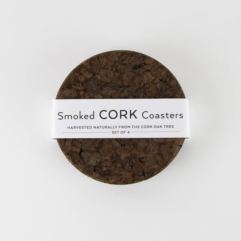 Set of 4 Smoked Cork Round Coasters