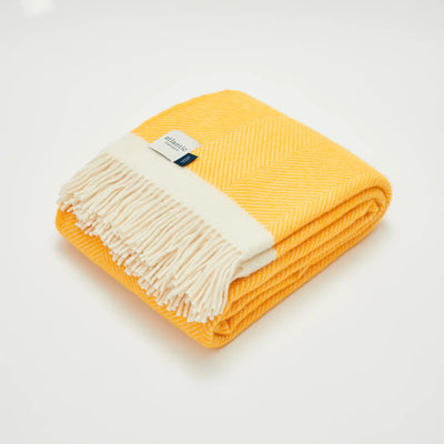 Yellow Herringbone Wool Blanket