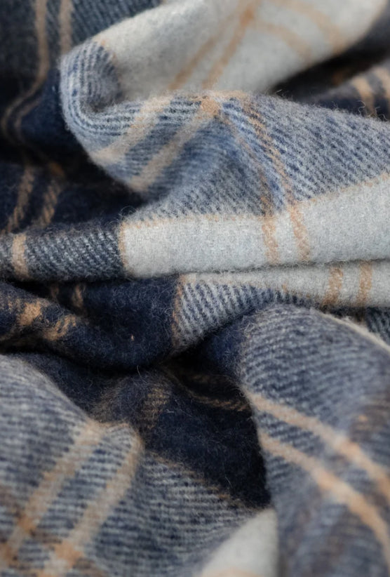 Recycled Wool Large Pet Blanket in Bannockbane Silver Tartan