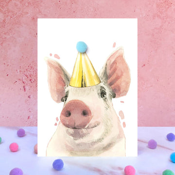 Pig Pompom Birthday Celebration Collection Card