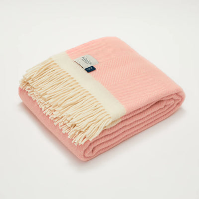 Candy Floss Pink Herringbone Wool Blanket