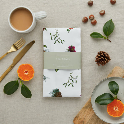 Botanist Archive No.2 - Christmas Tea Towel - Ivory