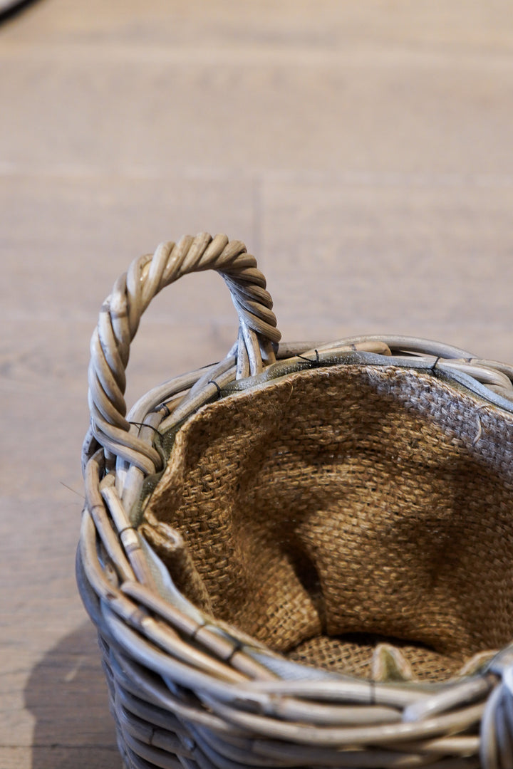Round Basket with Ear Handles and Removable Hessian Liner