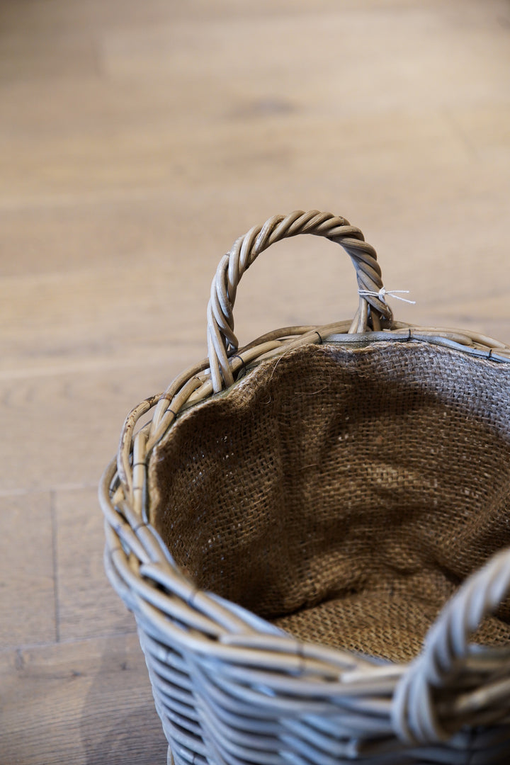 Round Basket with Ear Handles and Removable Hessian Liner