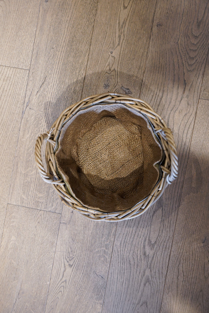 Round Basket with Ear Handles and Removable Hessian Liner