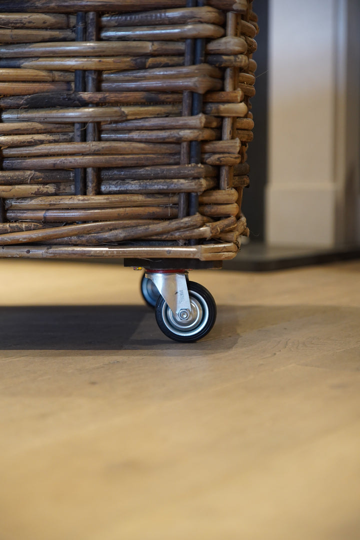 Rectangular Basket With Wheels & Jute Liner