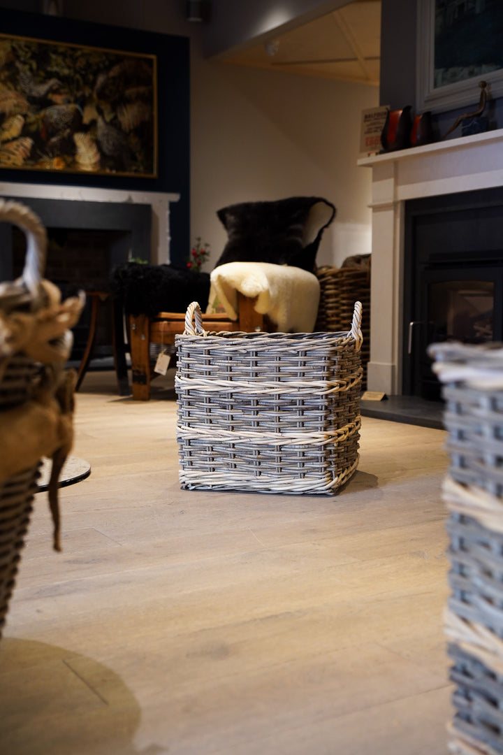 Two Tone Square Baskets with Ear Handles - 2 X 2 Weave