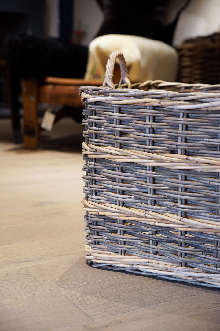 Two Tone Square Baskets with Ear Handles - 2 X 2 Weave