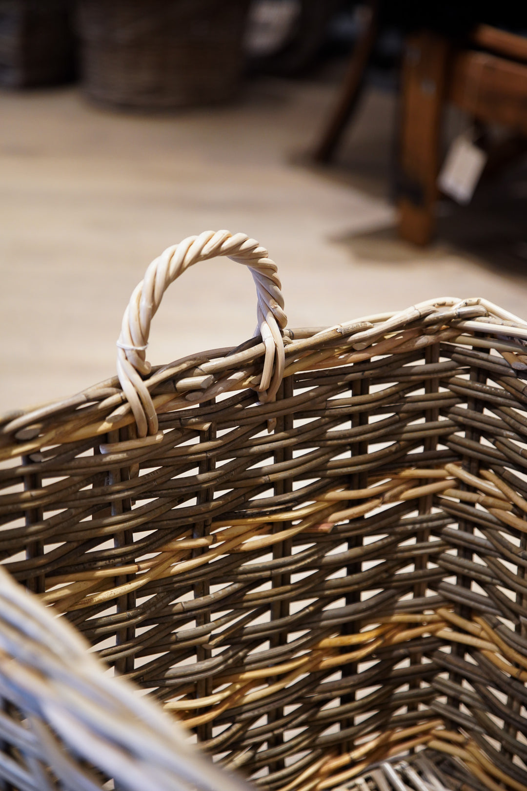 Two Tone Square Baskets with Ear Handles - 2 X 2 Weave