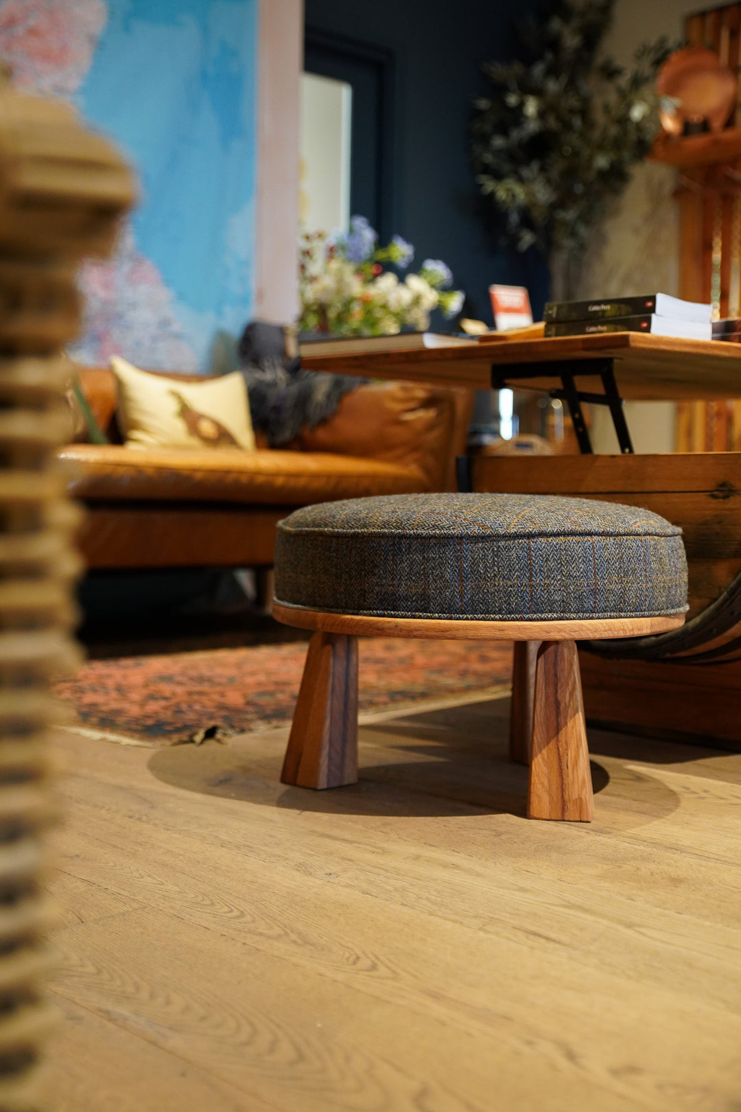 Darach - Tweed Footstool Round