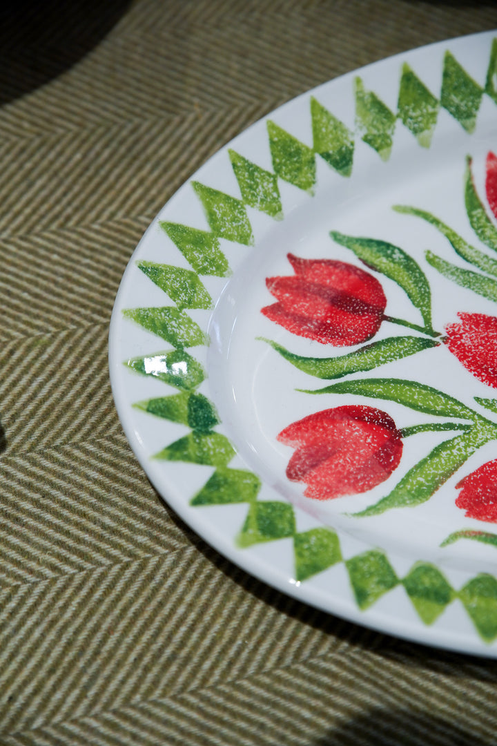 Tulips Oval Rimmed Platter