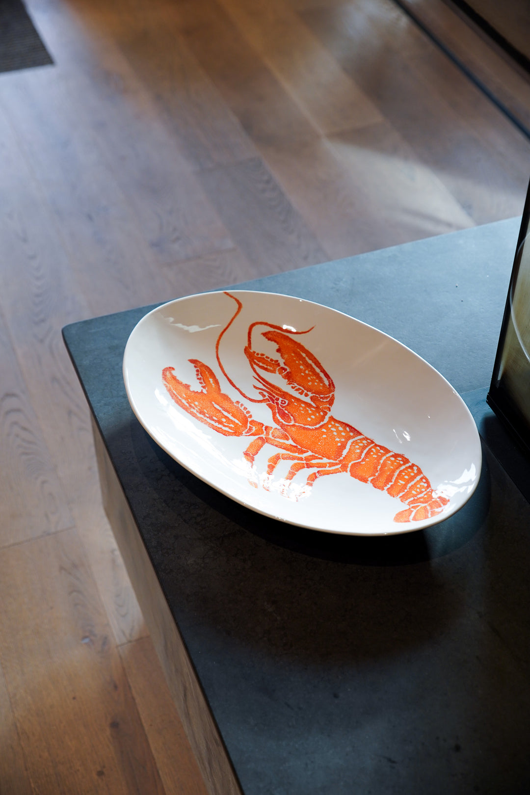 Extra Large Oval Serving Platter - Orange Lobster