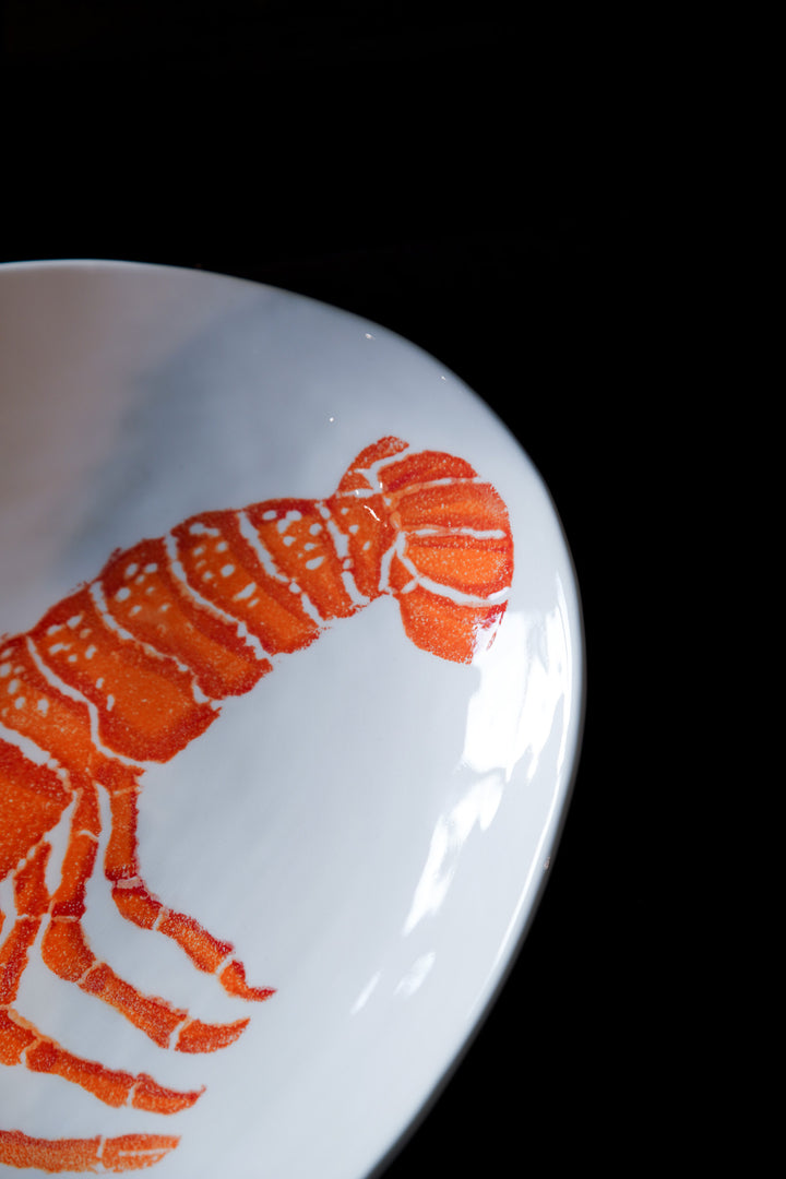 Extra Large Oval Serving Platter - Orange Lobster