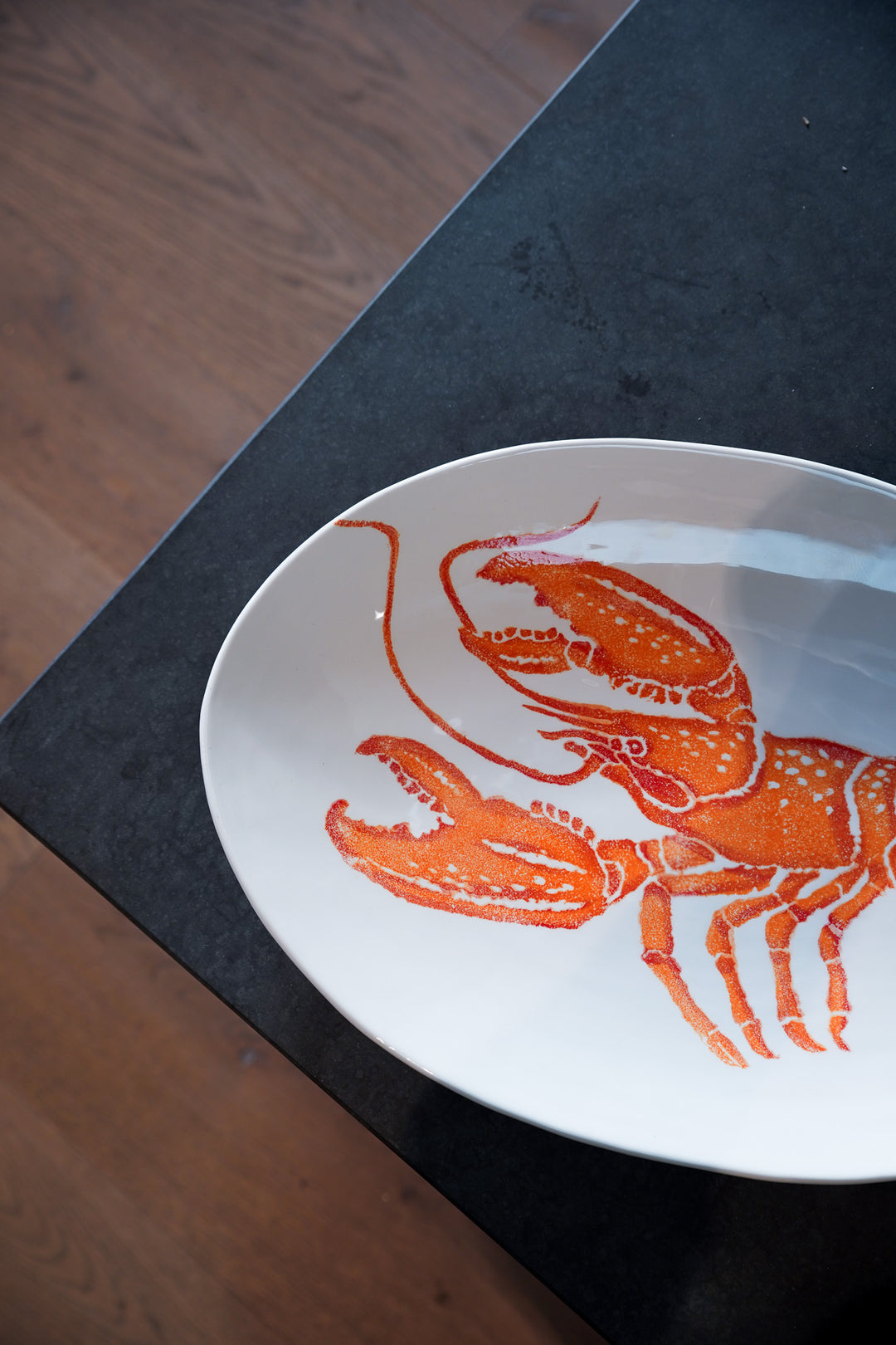 Extra Large Oval Serving Platter - Orange Lobster
