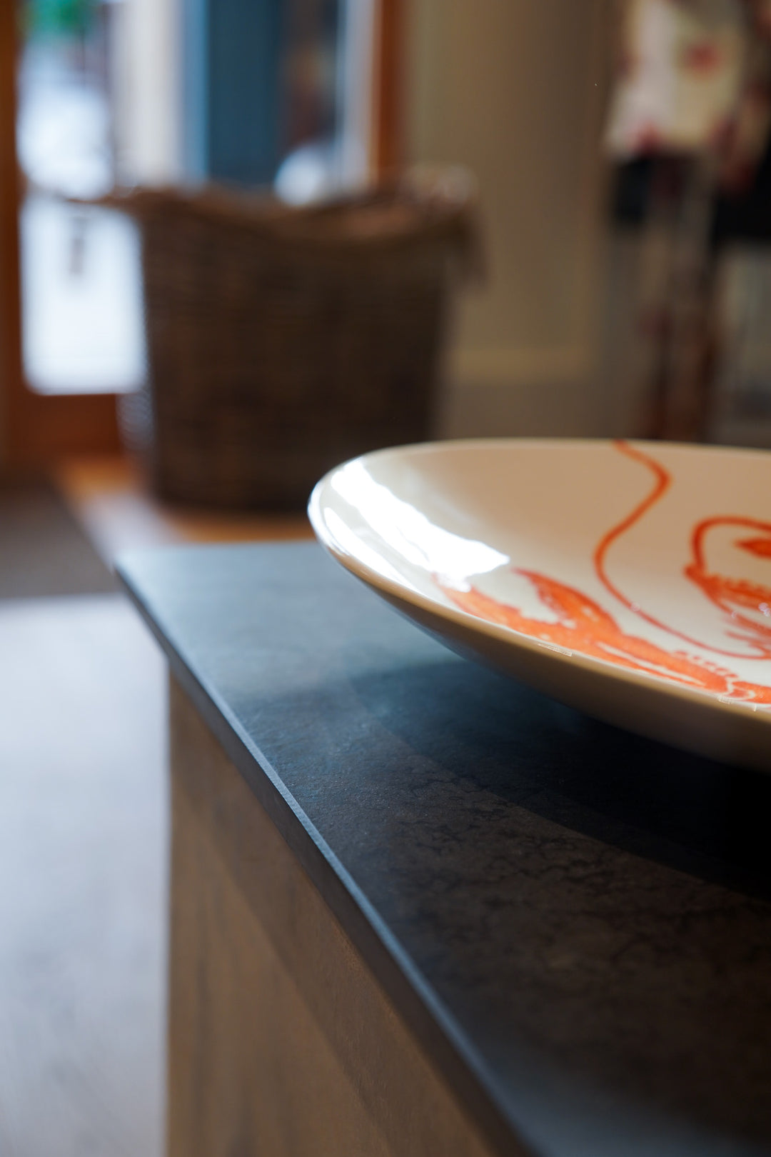 Extra Large Oval Serving Platter - Orange Lobster