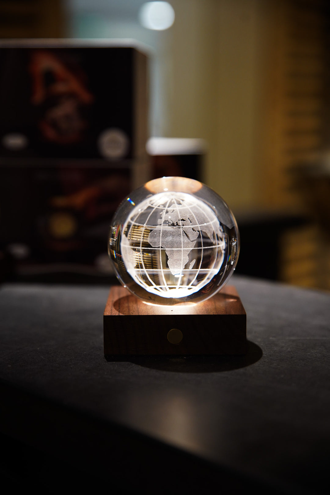 Amber Crystal Light World Globe