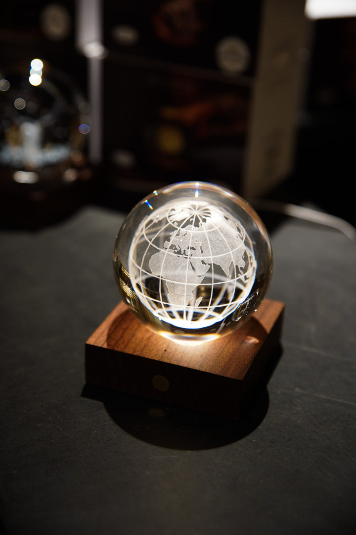 Amber Crystal Light World Globe