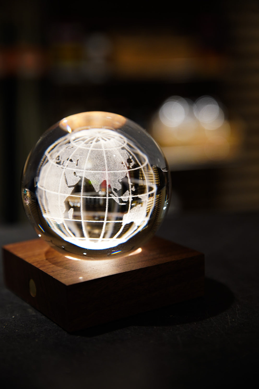 Amber Crystal Light World Globe