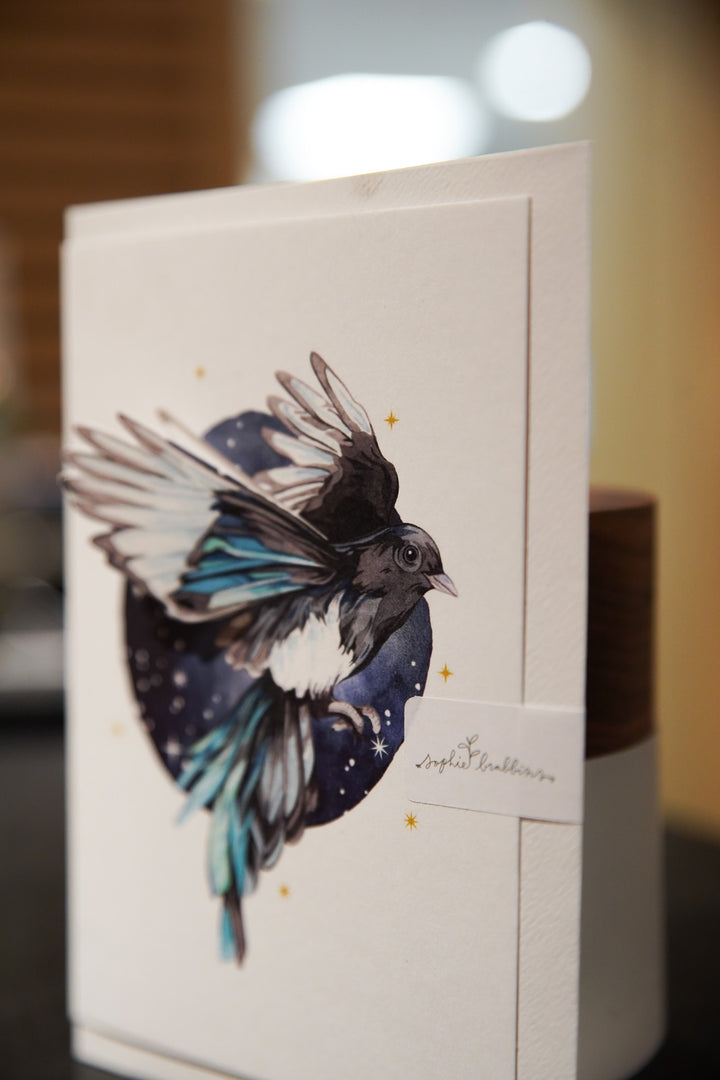 Midnight Magpie Pop Out Watercolour Greetings Card