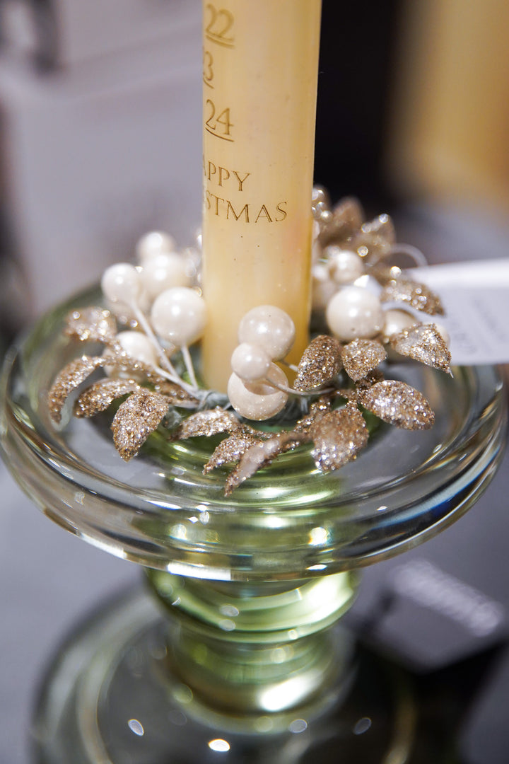 Champagne Glitter & Pearl Candle Ring - Small