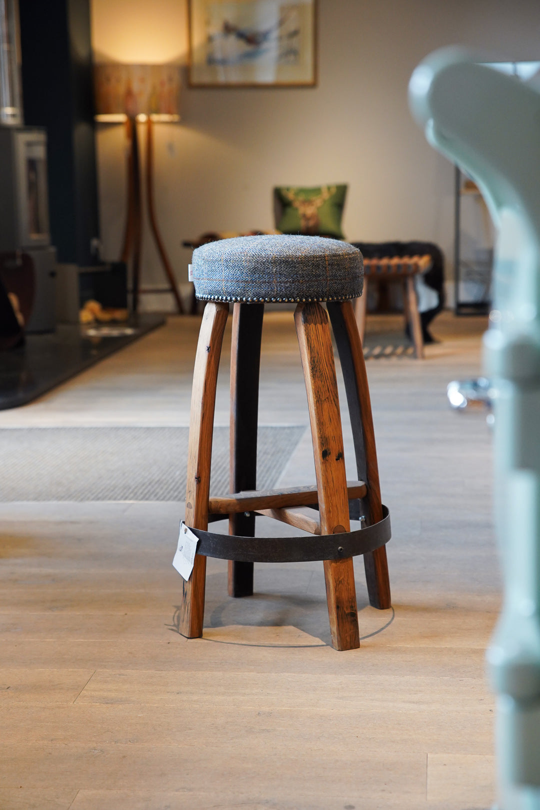 Oak and tweed Bar Stool
