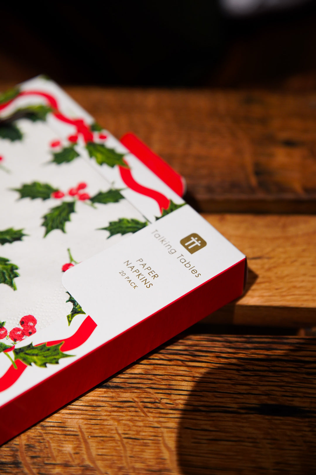 Holly White Christmas Paper Napkins - 20 Pack