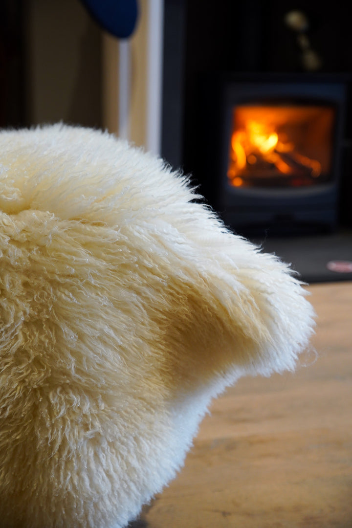 British Curly Sheepskin Ivory Cream White UNDYED