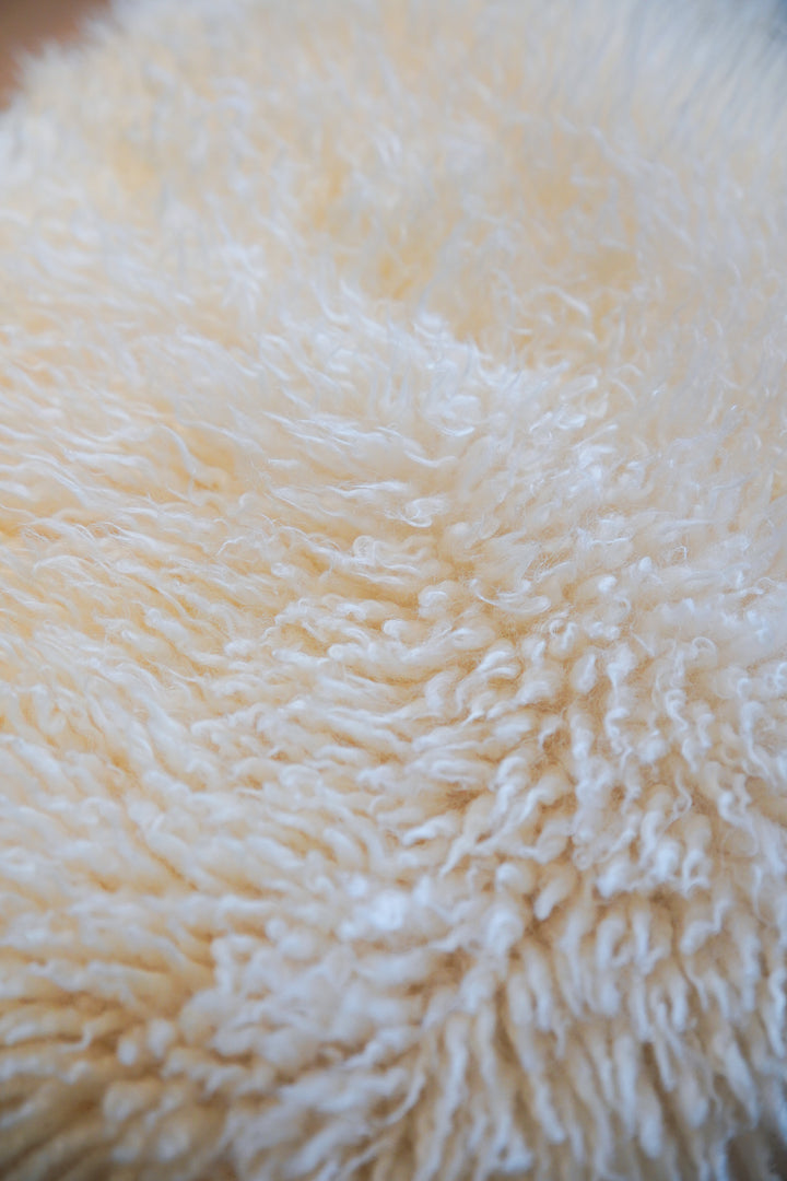 British Curly Sheepskin Ivory Cream White UNDYED