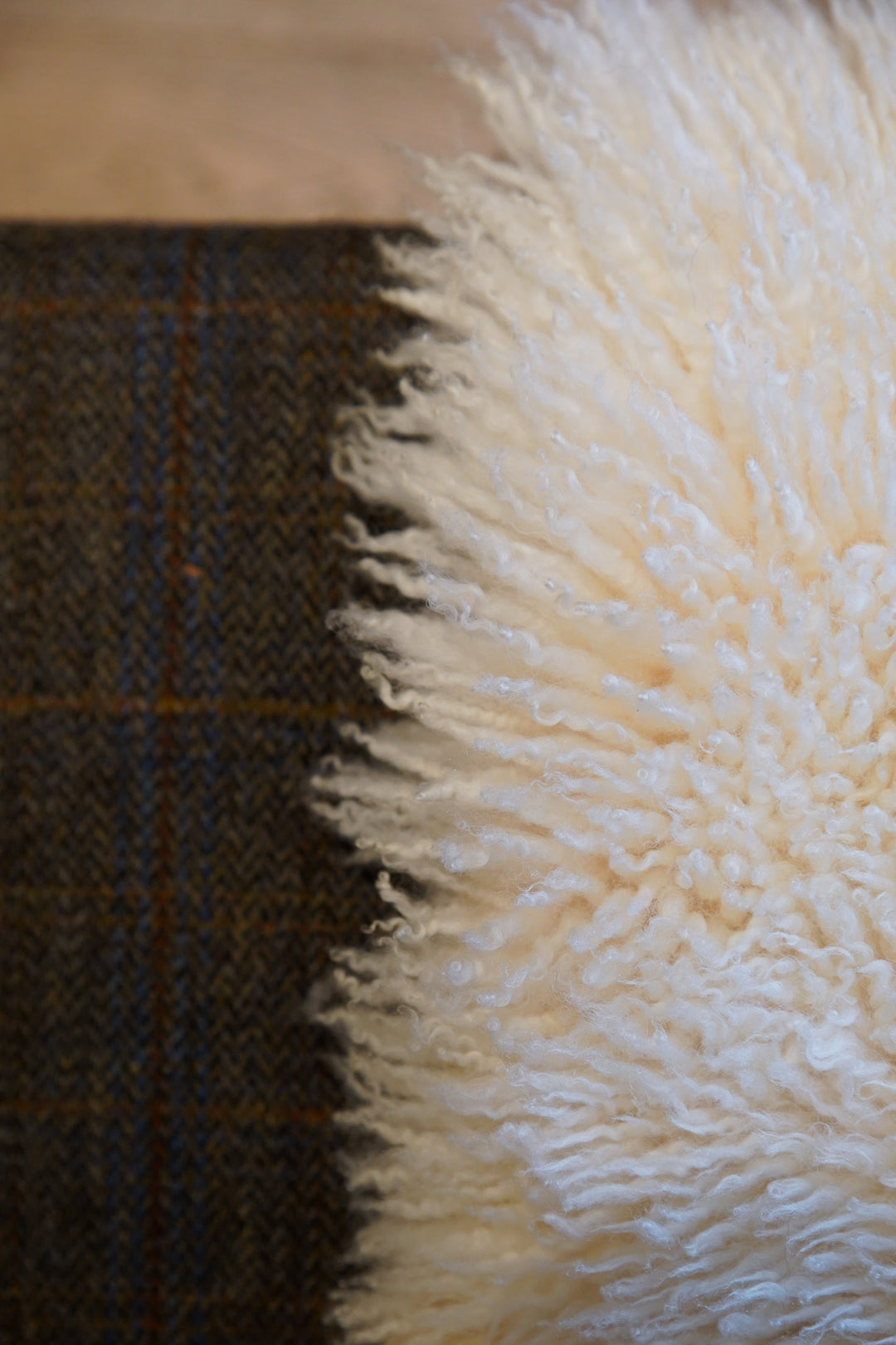 British Curly Sheepskin Ivory Cream White UNDYED