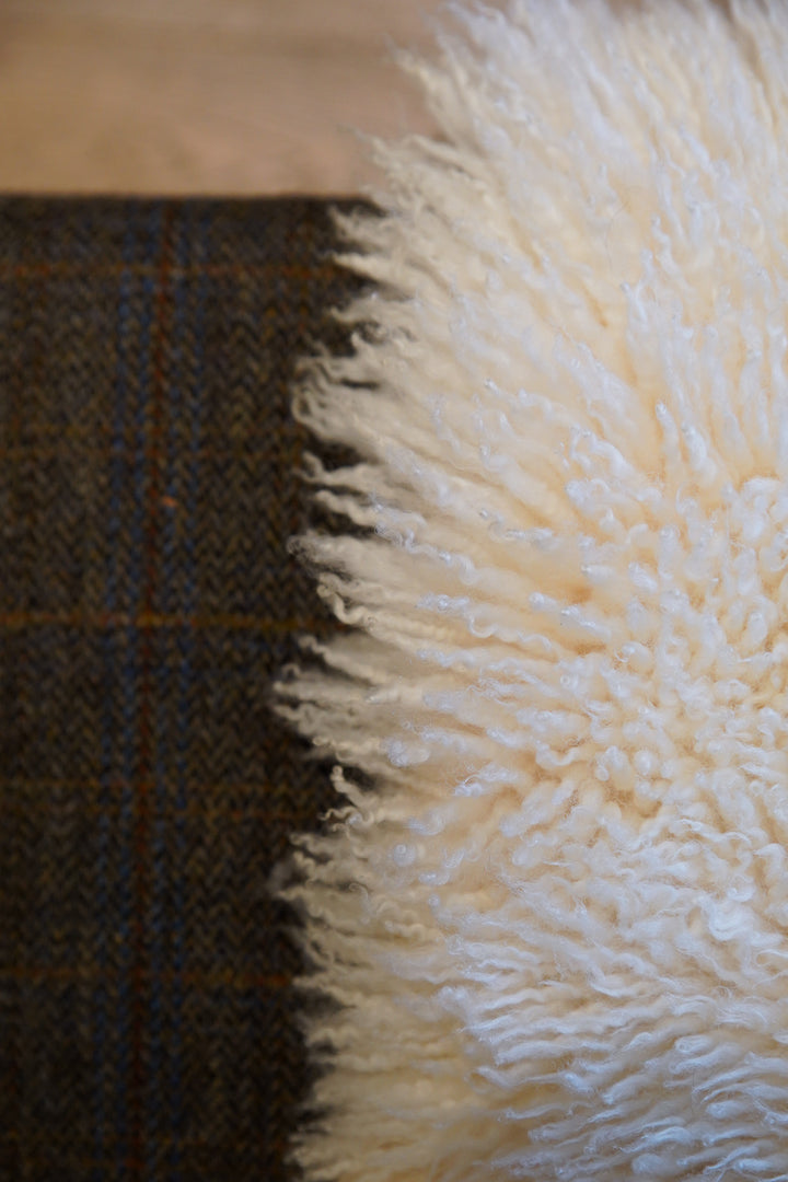 British Curly Sheepskin Ivory Cream White UNDYED