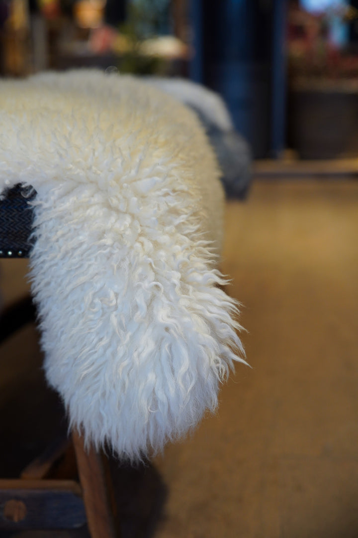 British Curly Sheepskin Ivory Cream White UNDYED