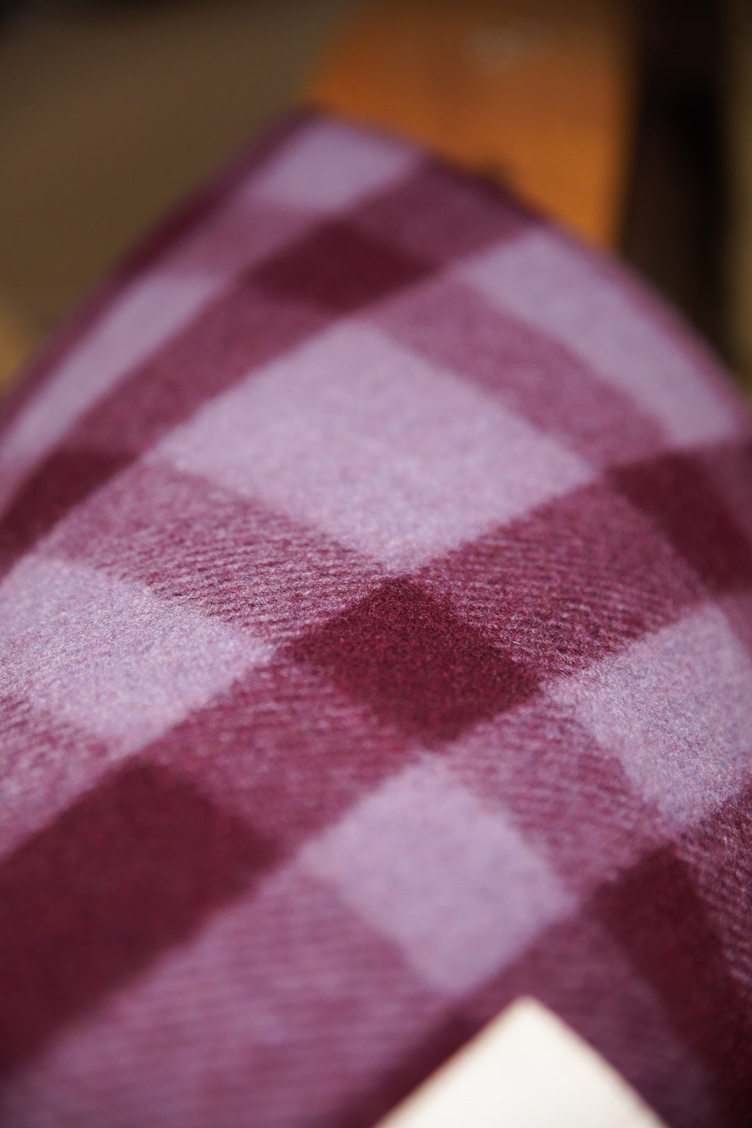 Recycled Wool Blanket - In Burgundy Modern Tartan