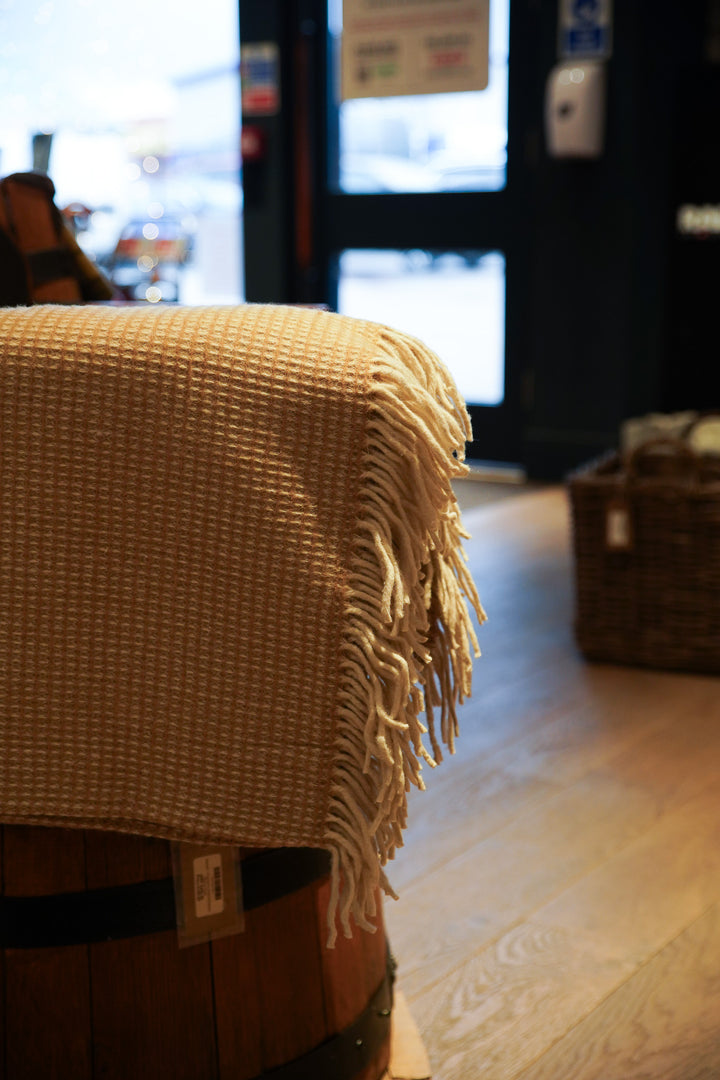 Recycled Wool Blanket in Camel Waffle