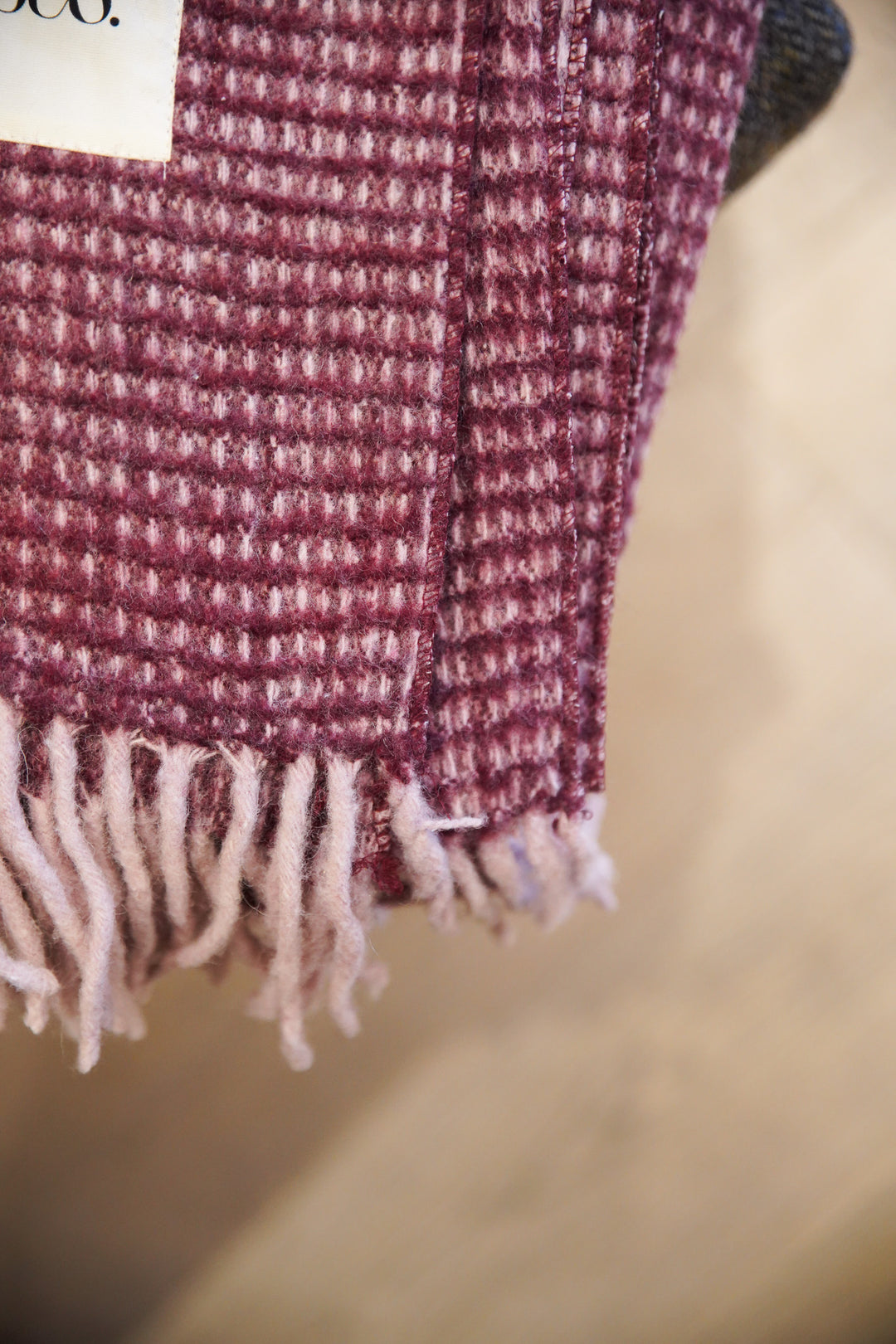 Recycled Wool Blanket in Camel Waffle