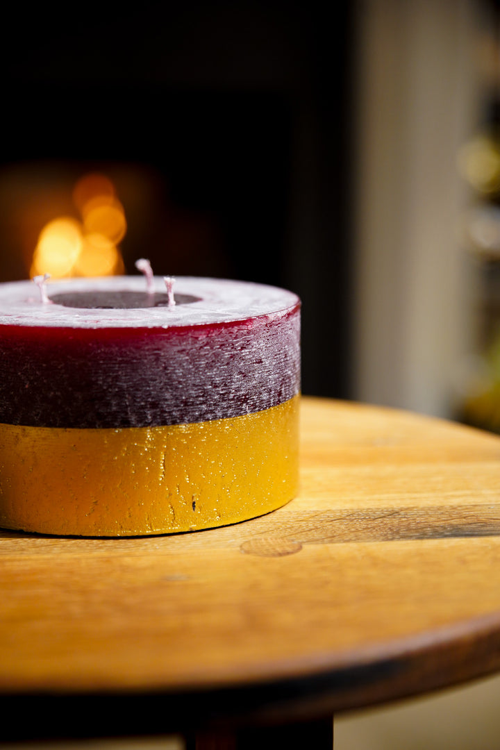 Gold Half Dipped Multiwick Candle - Figgy Pudding