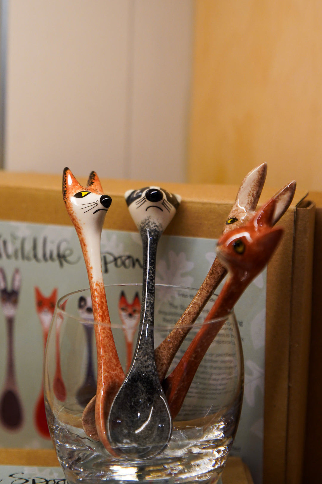 Box set of four Ceramic Wildlife Spoons