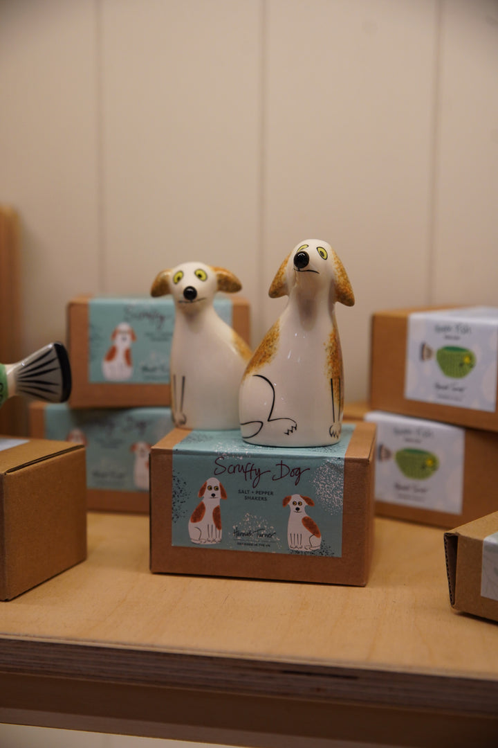 Handmade Ceramic Scruffy Dog Salt and Pepper Shakers