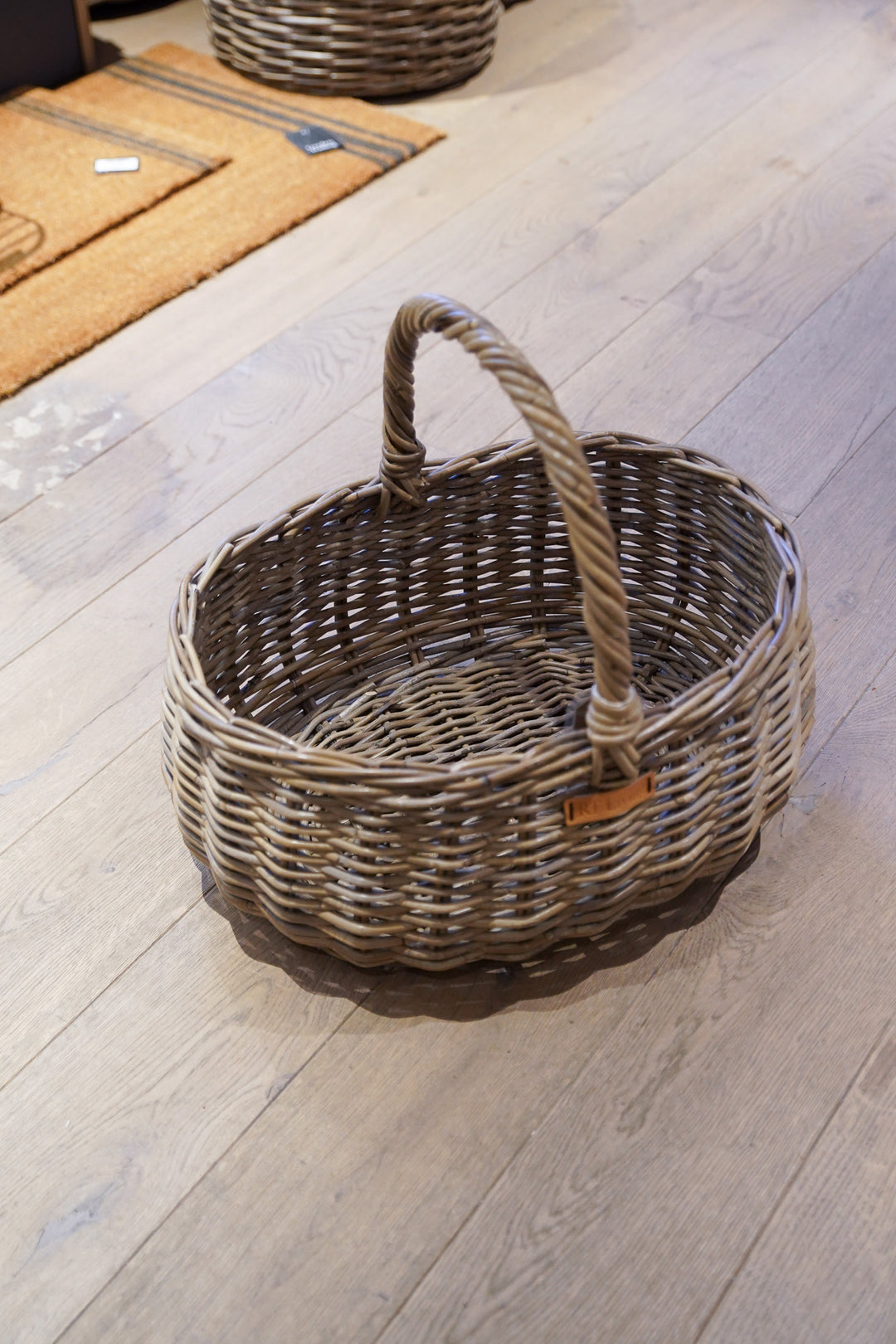 Large Oval Grey Kubu Rattan Shopper/Storage Basket