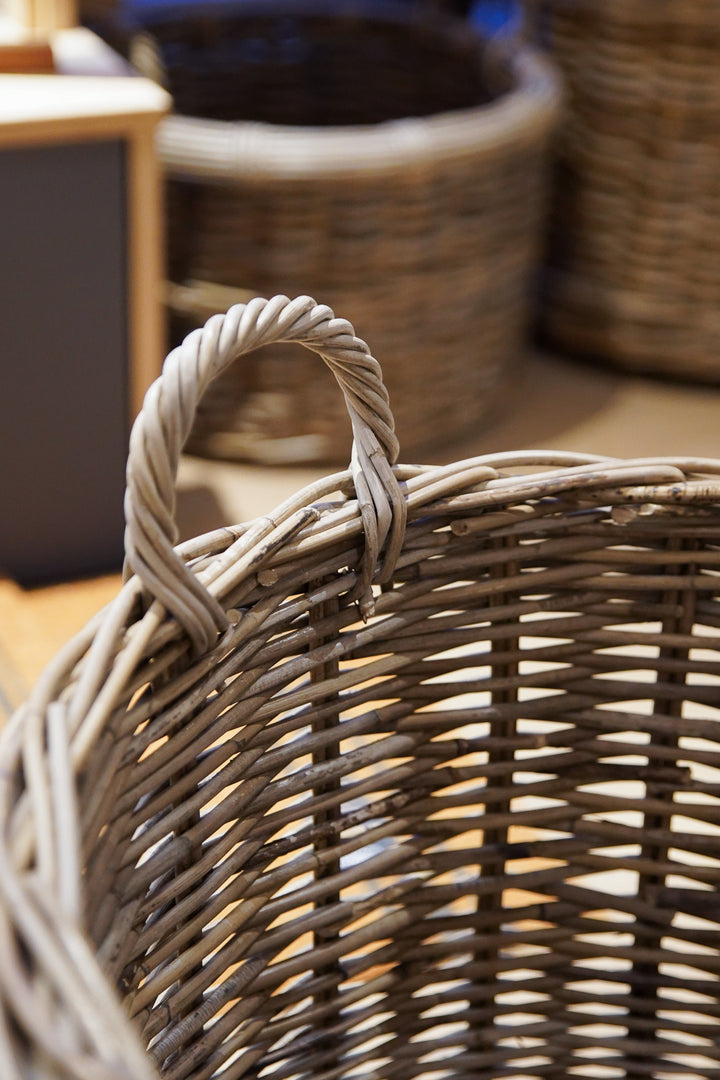 Extra Large Grey Round Log Basket