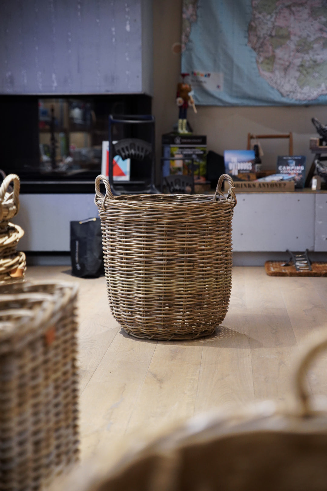 Large Grey Round Basket