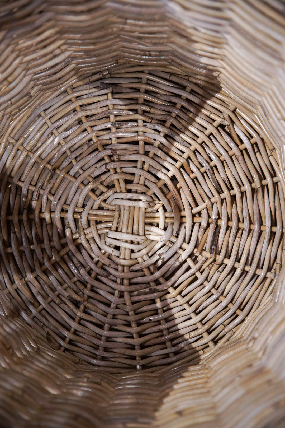 Round Grey Kubu Rattan Log Basket with Eared Handles