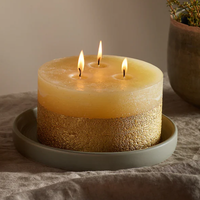 Gold Half Dipped Multiwick Candle - Ivory - Inspiritus