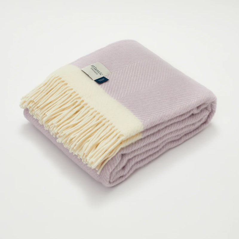 Lilac Herringbone Wool Blanket