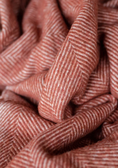 Recycled Wool Blanket in Rust Herringbone